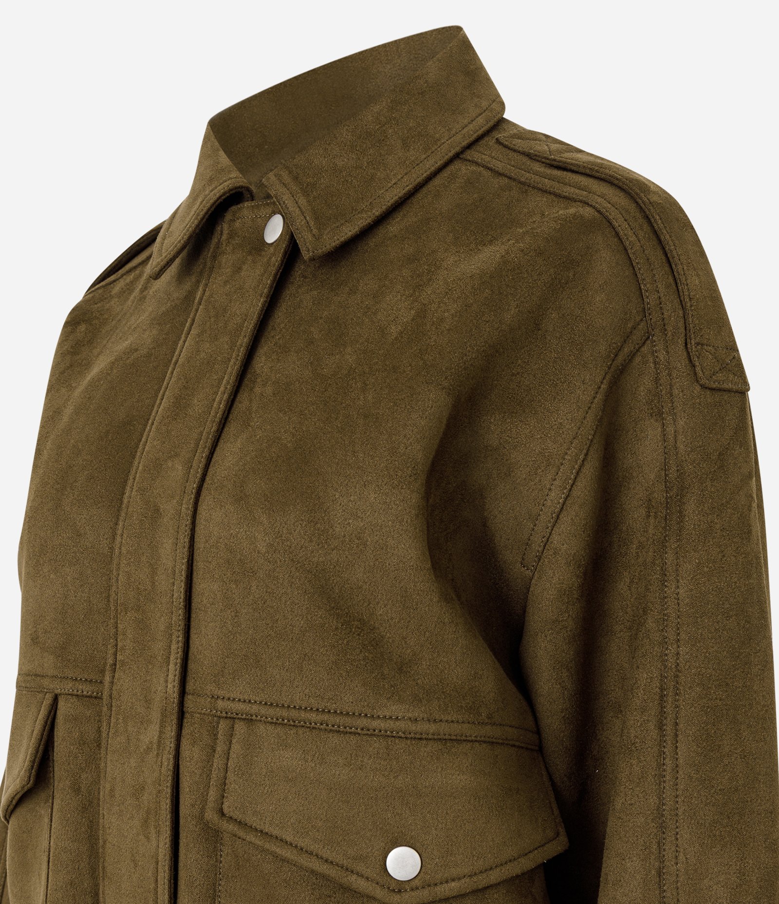 Jaqueta em Suede com Bolsos Verde 7