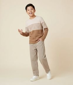 Camiseta Infantil com Listras e Bloco de Cor – Tam 5 a 14 Anos