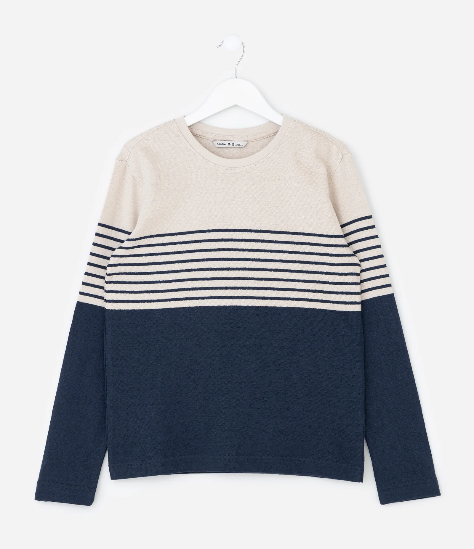 Camiseta Infantil com Listras e Bloco de Cor – Tam 5 a 14 Anos Azul Marinho 1