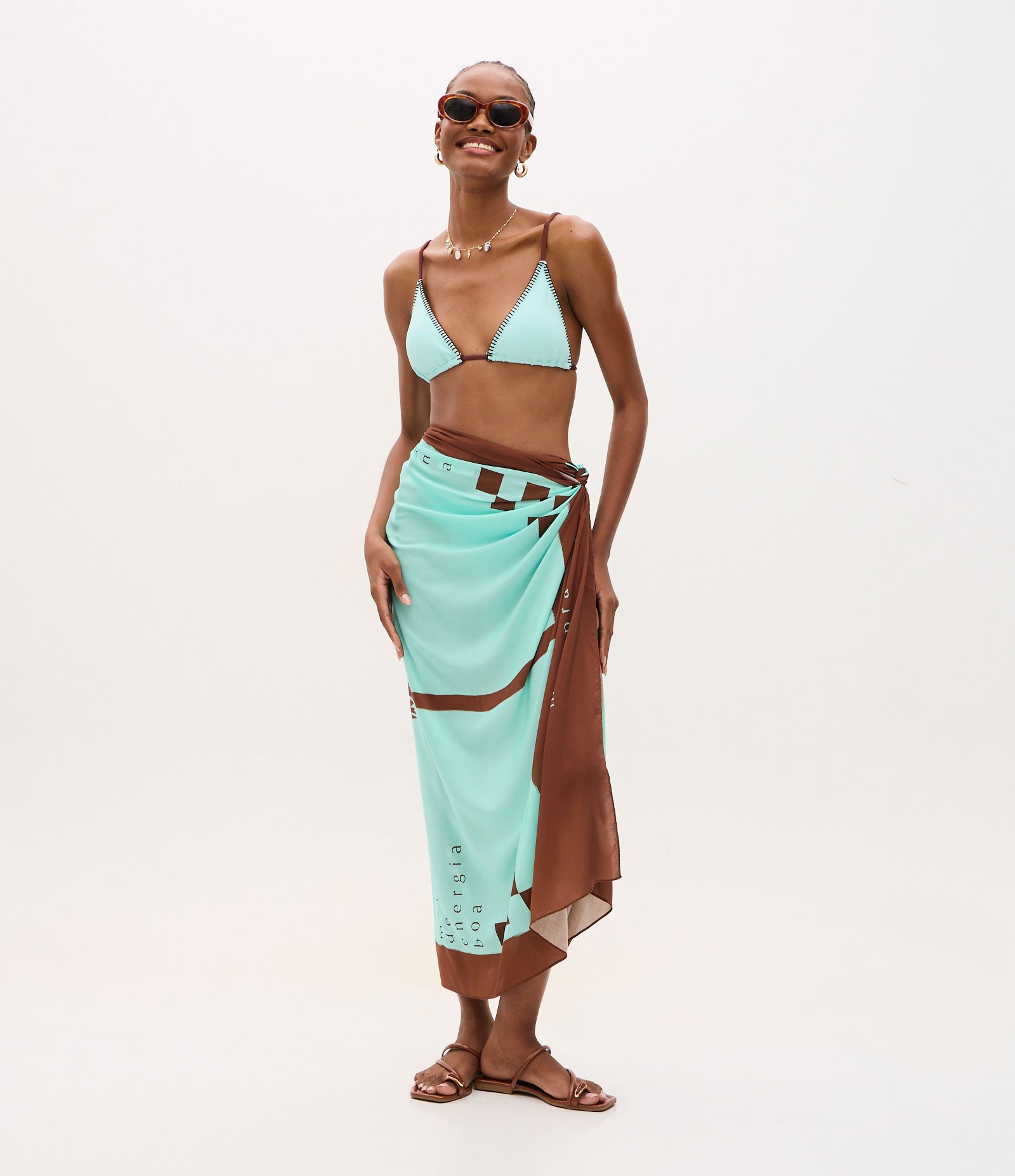 Canga em Viscose com Estampa Coconut Miragem Azul 1