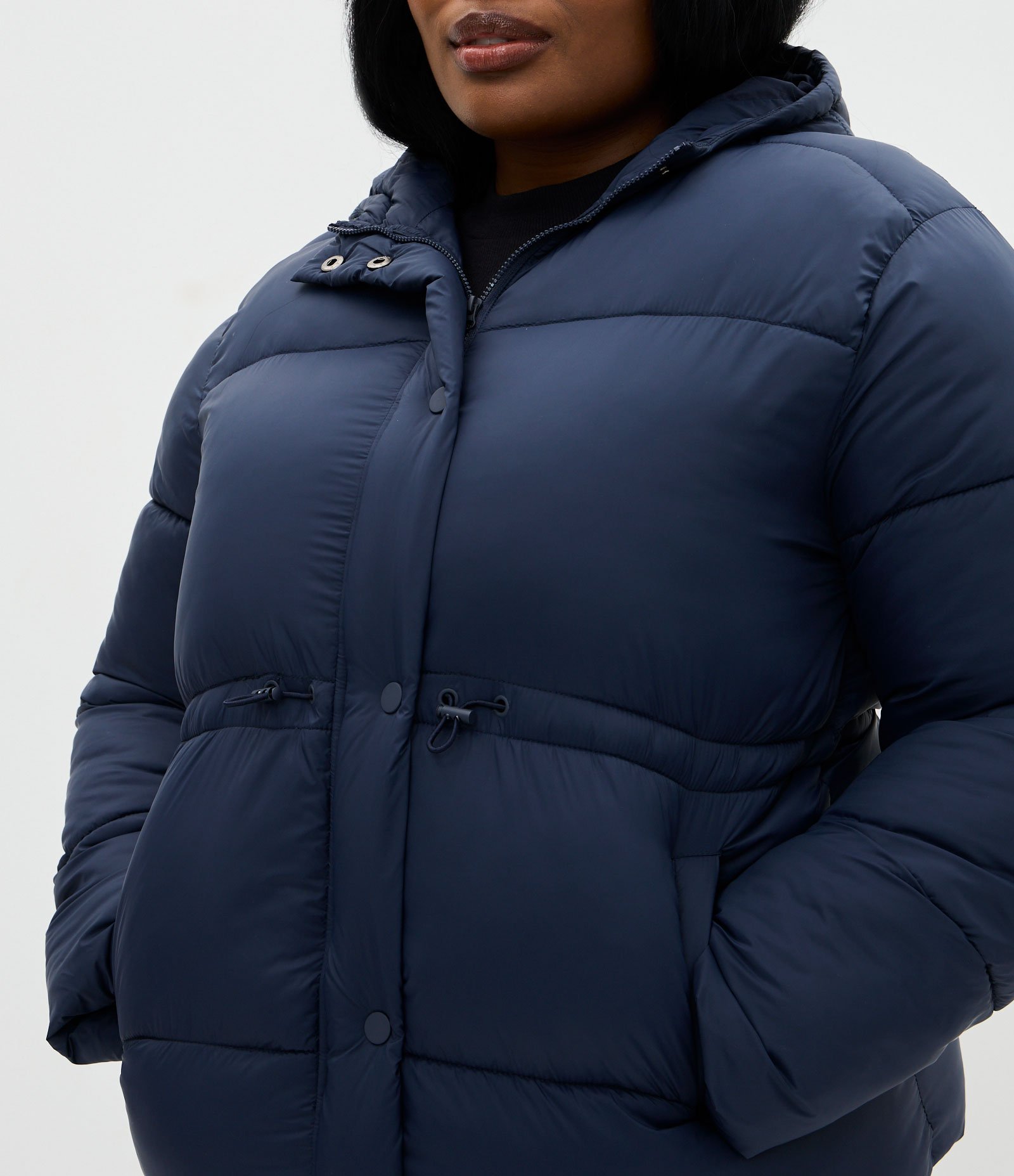 Jaqueta Pesada Acolchoada com Capuz e Regulador Curve & Plus Size Azul 3