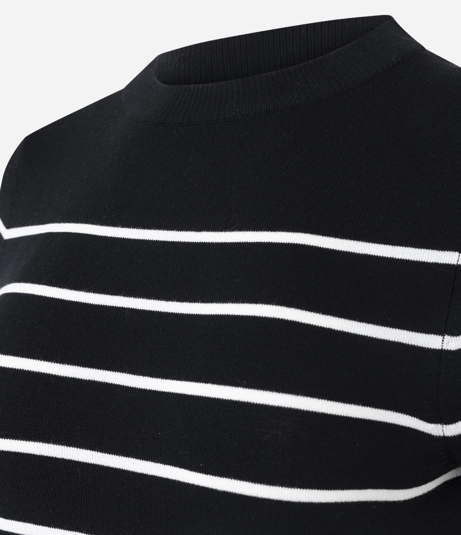 Blusa Manga Curta em Tricô com Estampa Listrada Preto 2