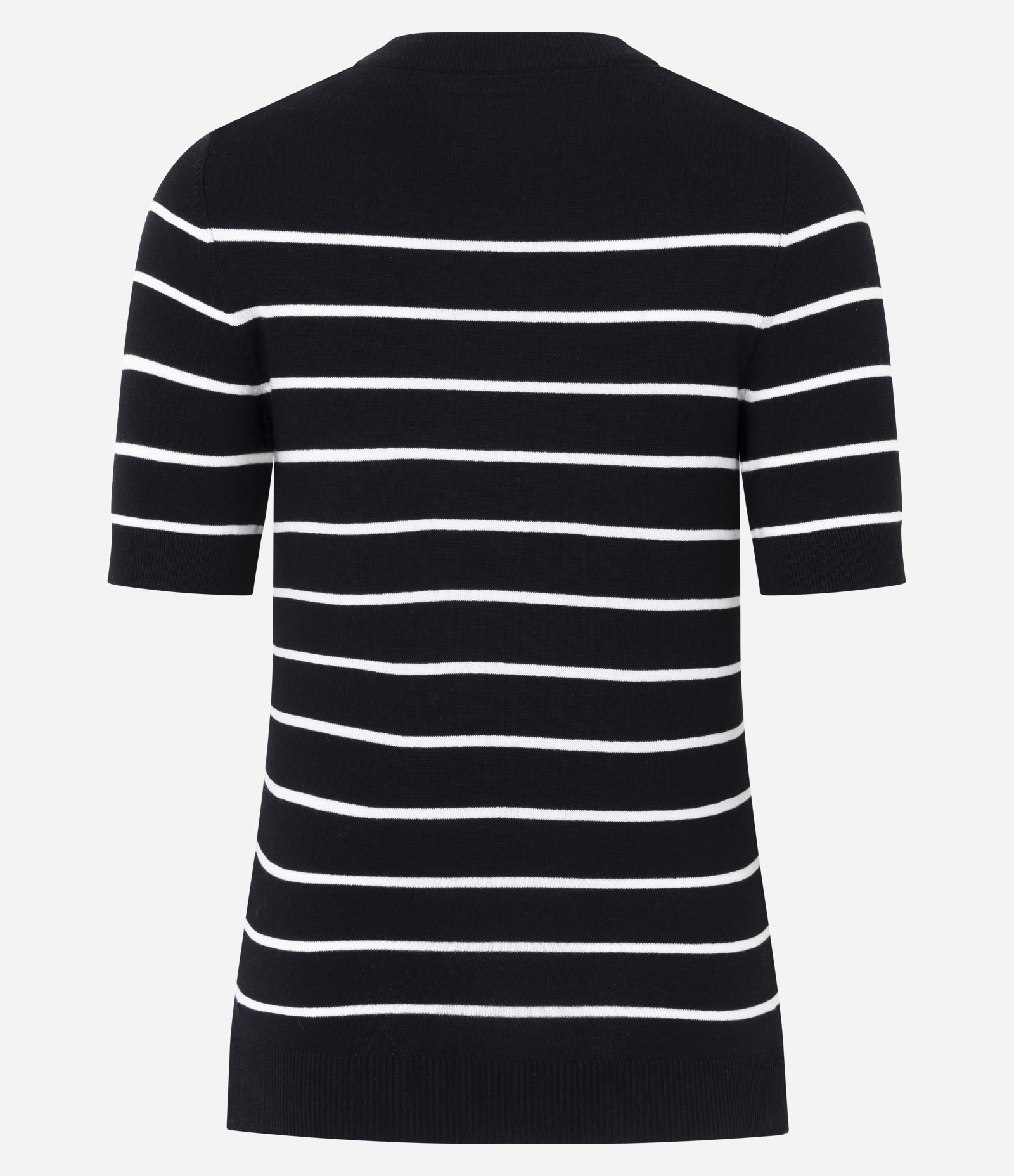 Blusa Manga Curta em Tricô com Estampa Listrada Preto 3