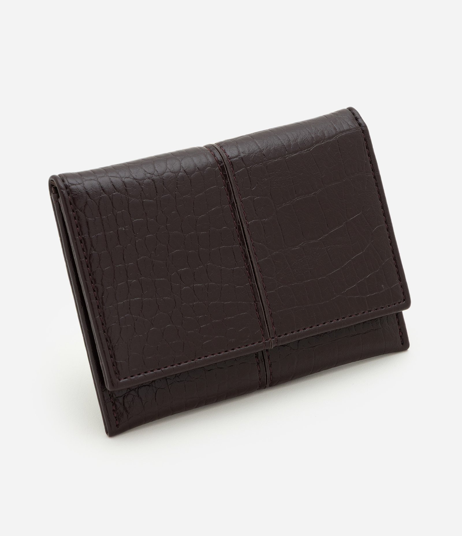 Carteira Envelope Pequena em PU Texturizado Vinho 1