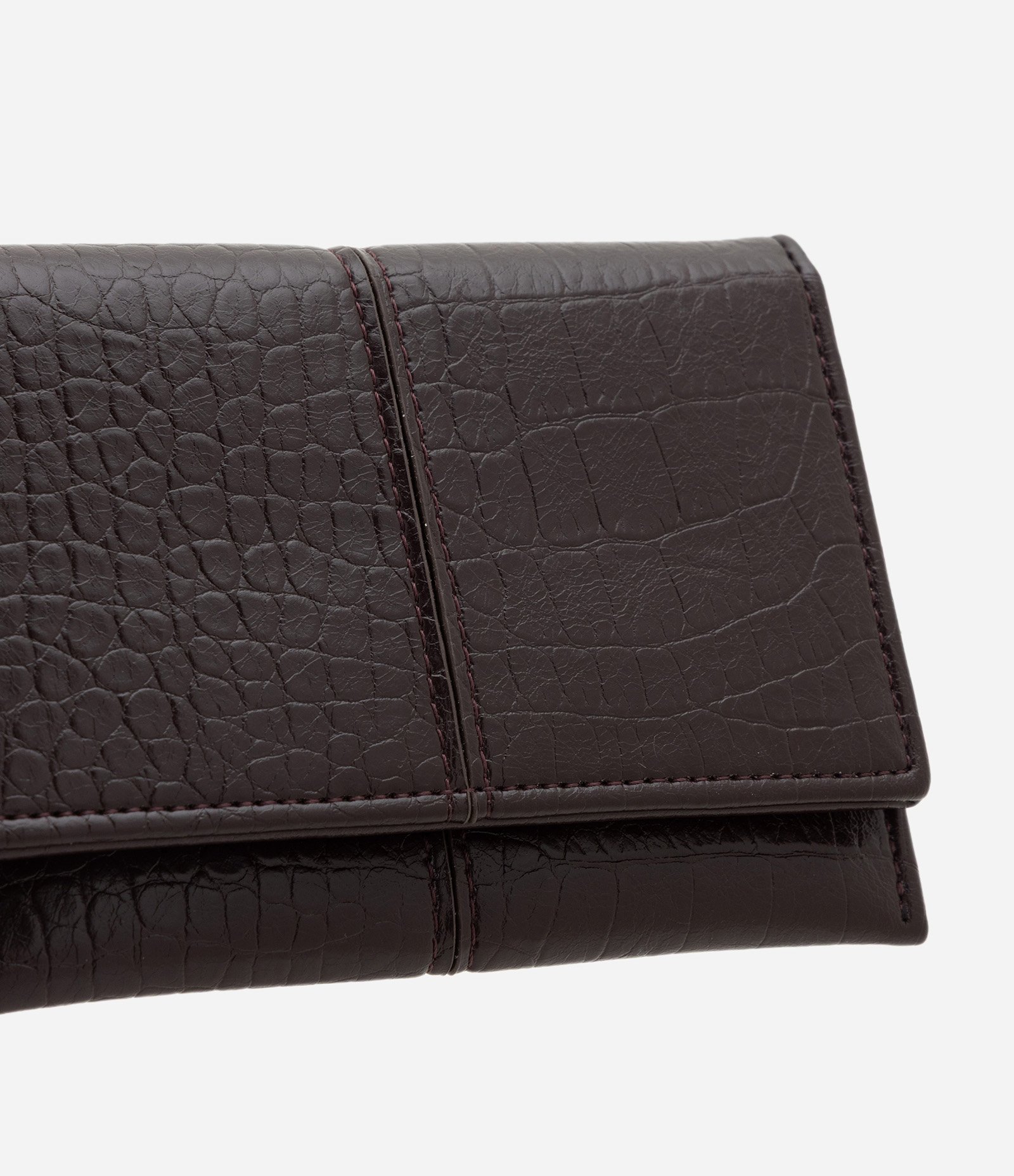 Carteira Envelope Pequena em PU Texturizado Vinho 3