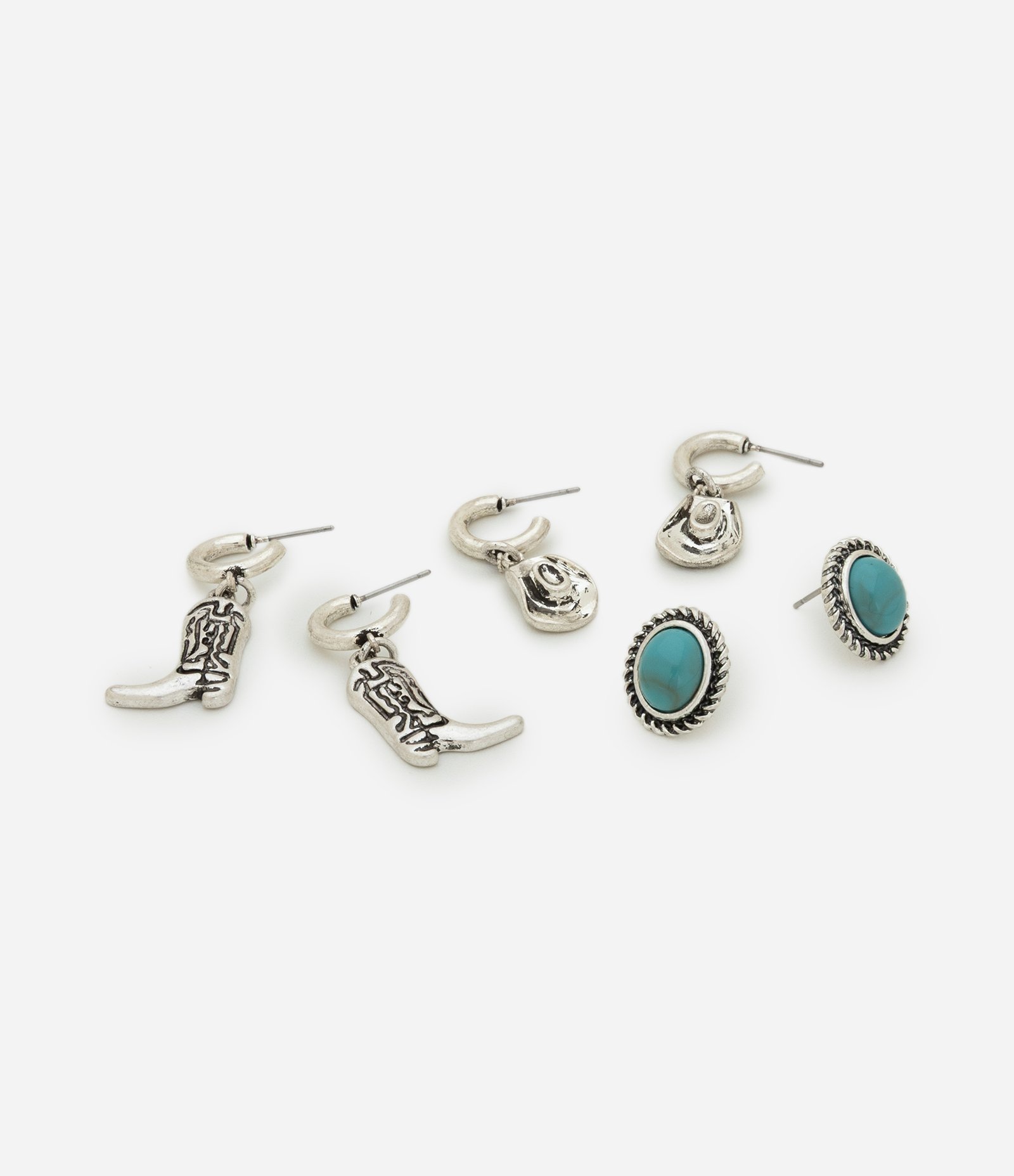 Kit 03 Brincos Argola com Pingentes e Botão Prata/Verde 2