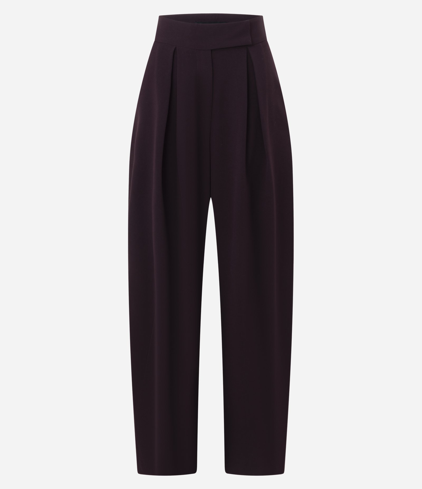 Calça Barrel Alfaiatada com Fechamento Deslocado e Pregas Roxo 7
