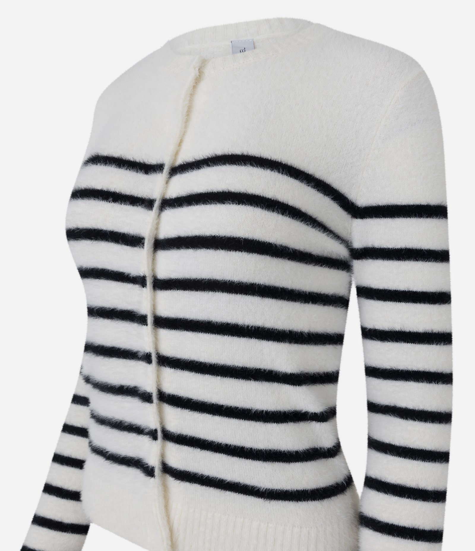 Cardigan em Tricô Listrado com Pelinhos e Botões de Pérola Branco 6