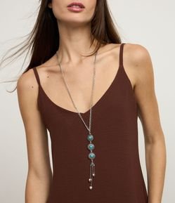 Colar Gravata Longo com Aplicações de Resina