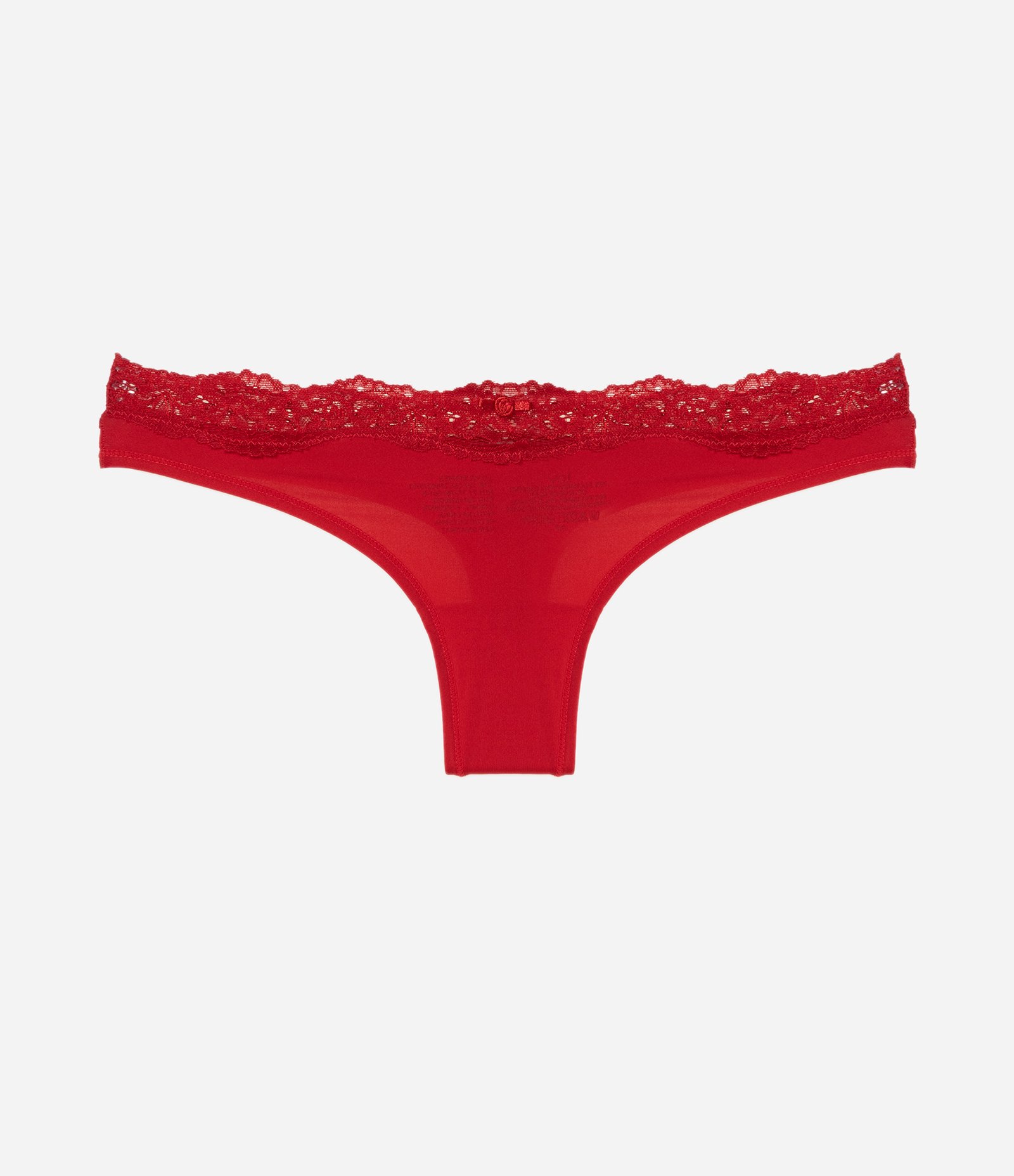 Biquini Calcinha Fio em Microfibra com Renda Aplicada Vermelho 1