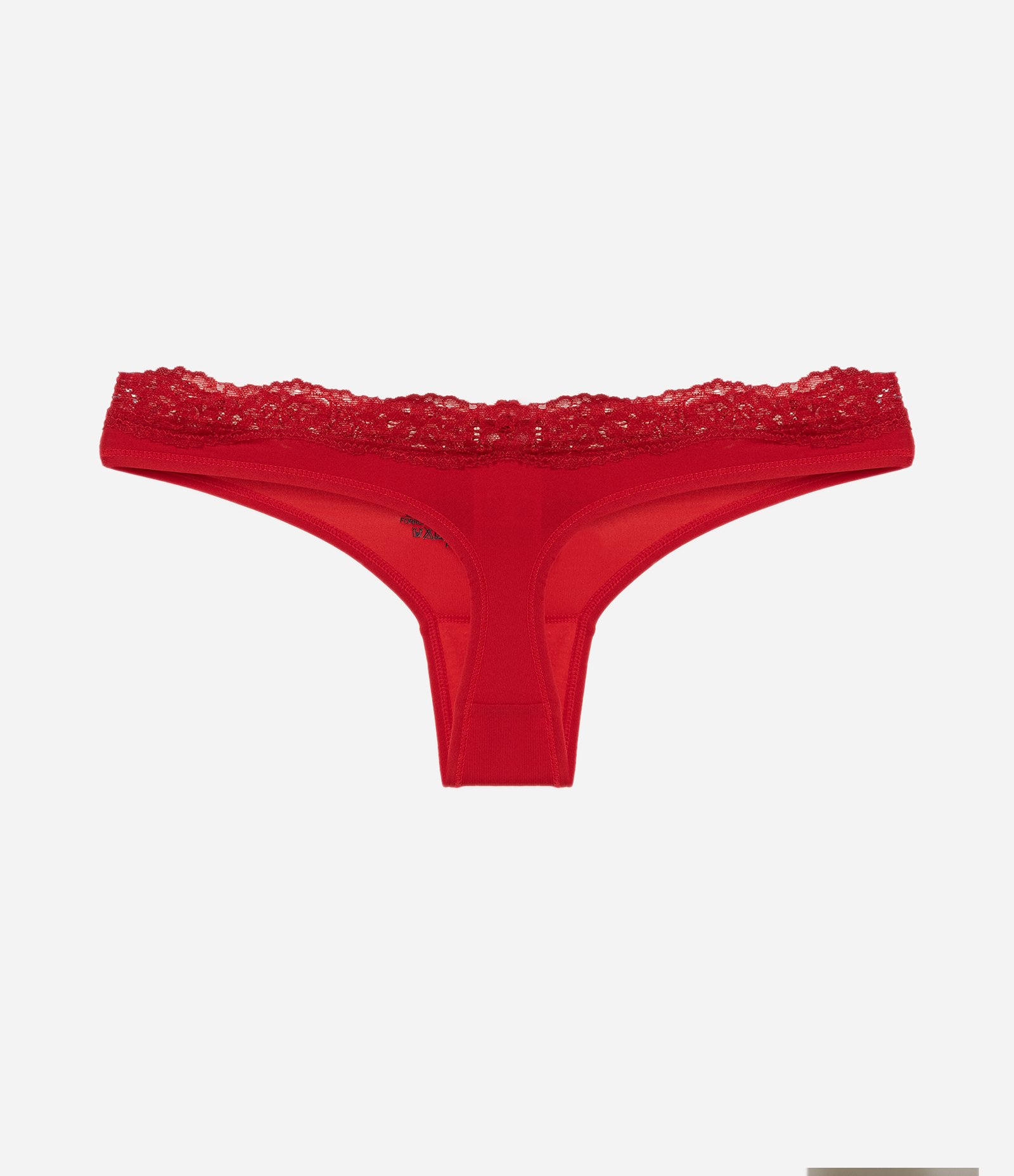 Biquini Calcinha Fio em Microfibra com Renda Aplicada Vermelho 2