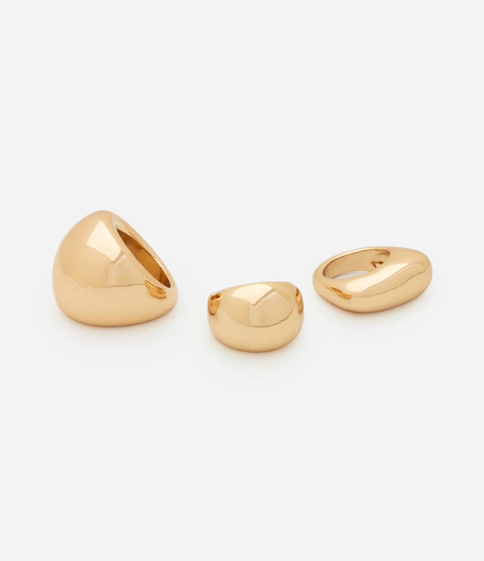 Kit 03 Anéis Bold Variados Dourado 2