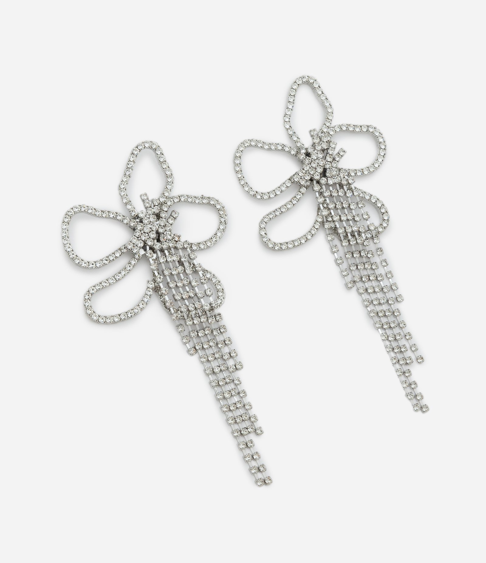 Maxi Brinco em Metal com Formato de Flor Orgânica e Strass Prata 3