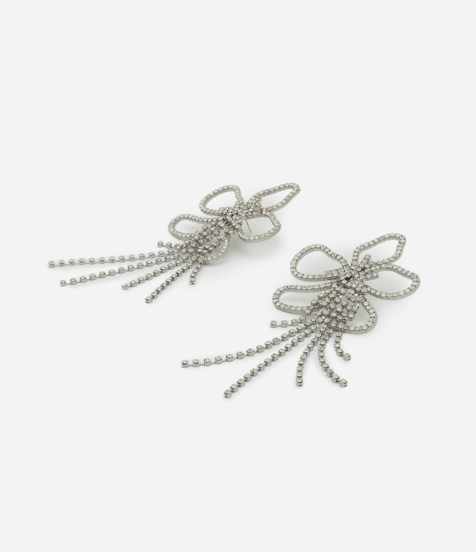 Maxi Brinco em Metal com Formato de Flor Orgânica e Strass Prata 4