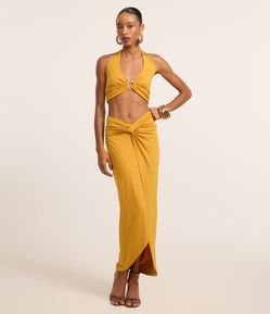 Saia New Midi em Jersey com Transpassado na Cintura