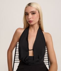 Blusa Frente Única em Microfibra com Decote Profundo