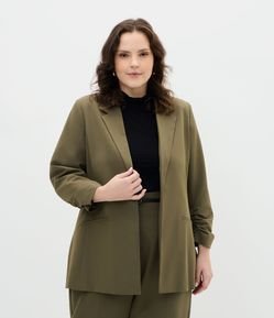 Blazer Alongado em Crepe Manga Puxadinha Curve & Plus Size