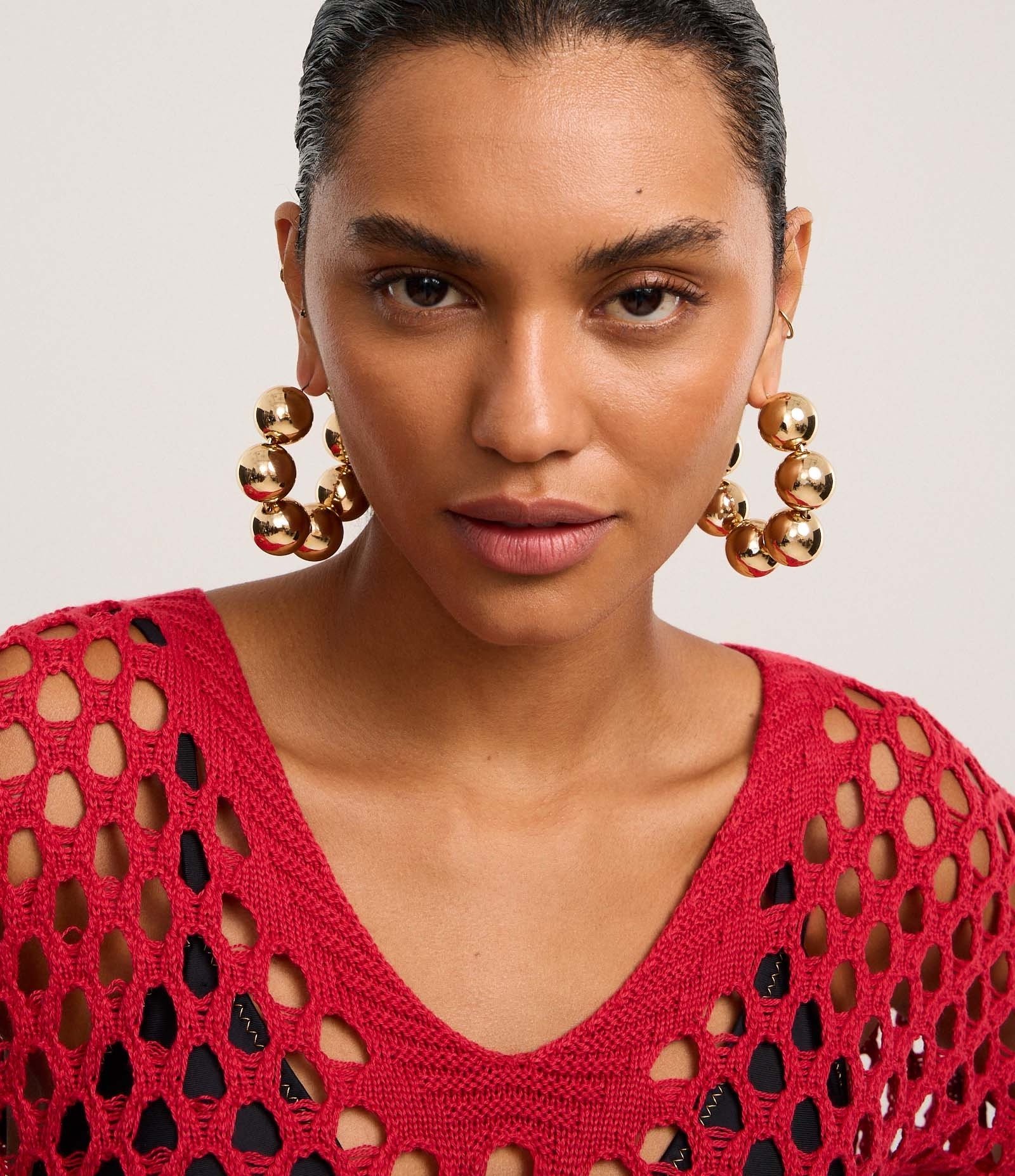 Blusa em Tricô com Ponto Aberto Vermelho 4