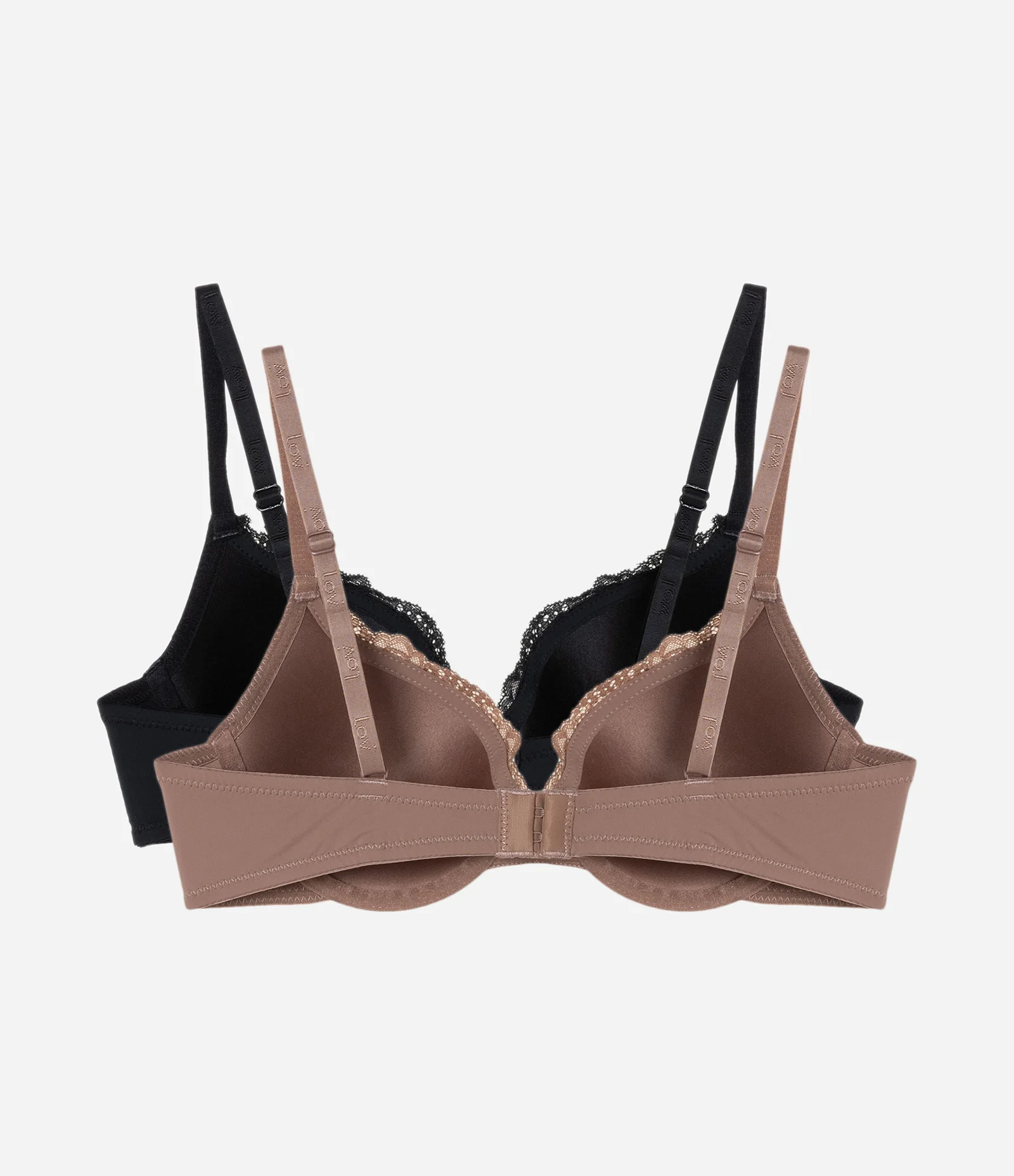 Kit 02 Sutiãs Meia Taça em Microfibra com Bojo e Detalhe em Renda Preto/Marrom 2