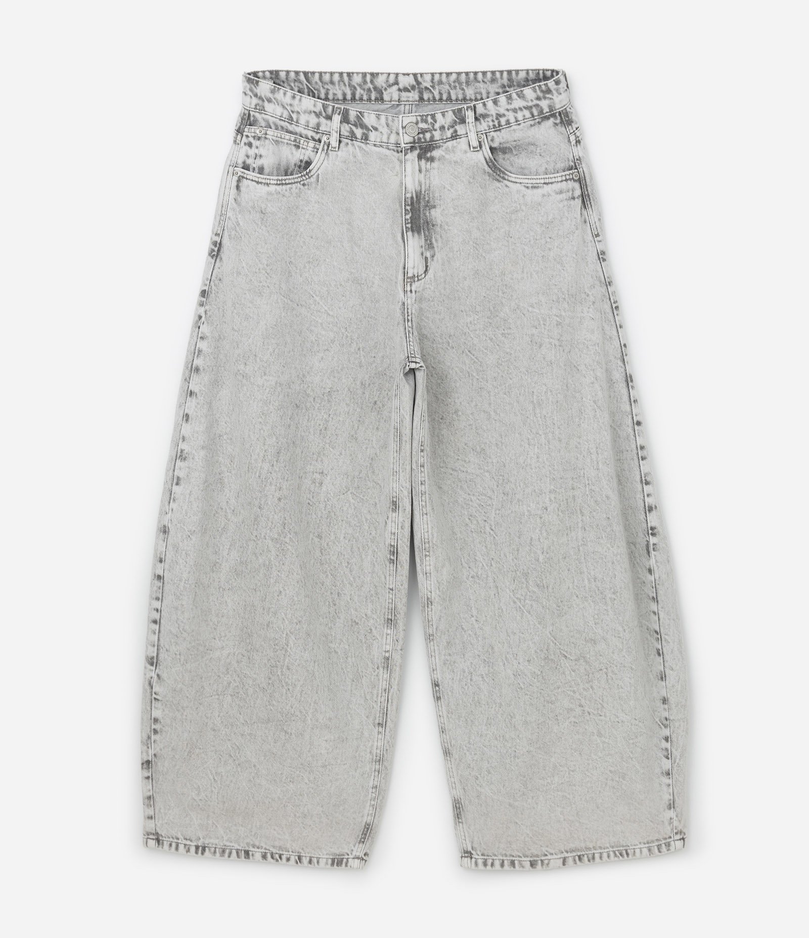 Calça Barrel em Jeans com Bolsos Cinza 6