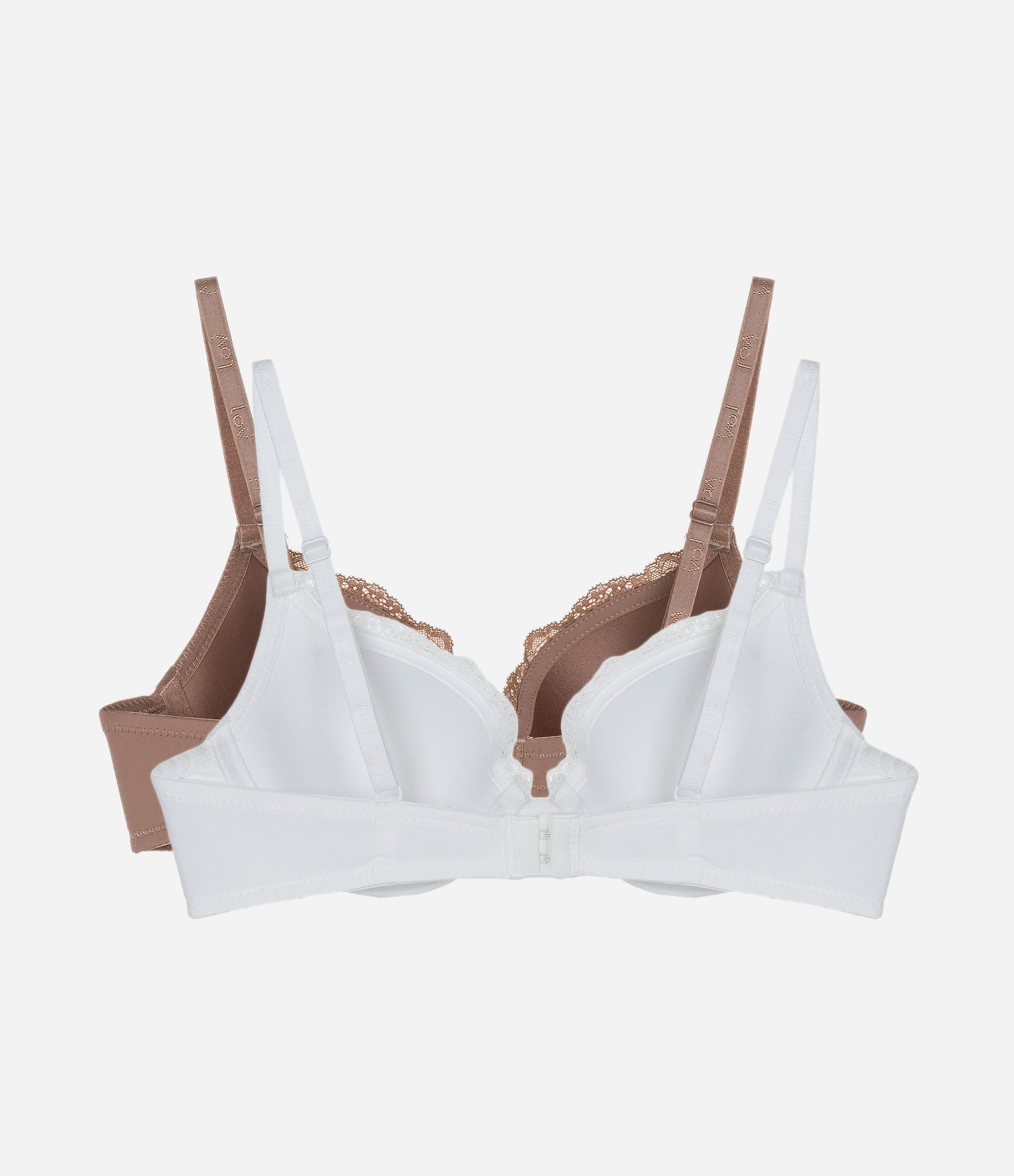 Kit 02 Sutiãs Meia Taça com Bojo e Detalhe em Renda Branco/Marrom 2