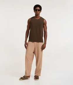 Calça Balloon em Viscolinho com Cós Elástico