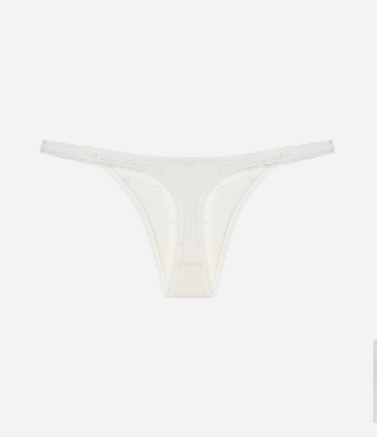 Calcinha String Fio em Microfibra com Renda Aplicada Branco 2