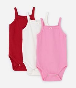 Kit 03 Bodies Infantis em Ribana com Lacinho - Tam  0 a 18 meses