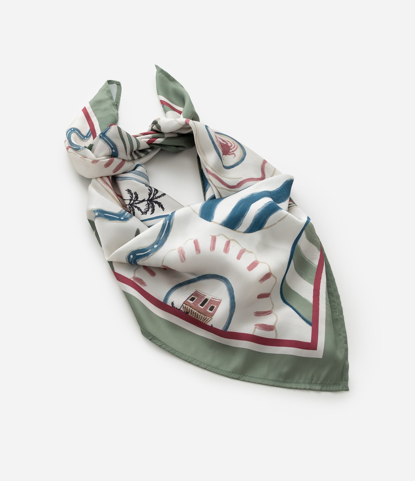 Lenço em Cetim com Estampa Tropical Brasilidades Multicores 1