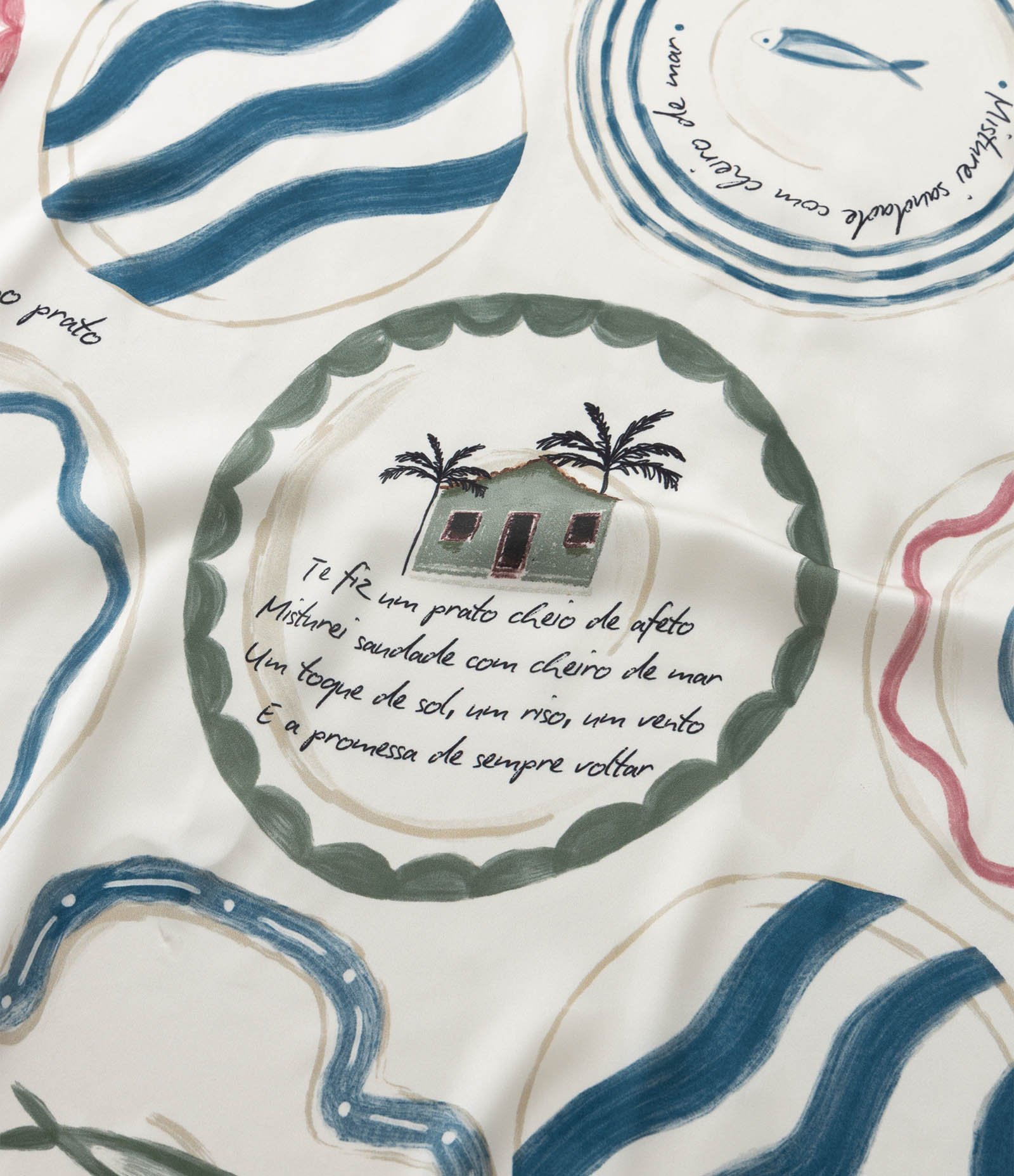 Lenço em Cetim com Estampa Tropical Brasilidades Multicores 2