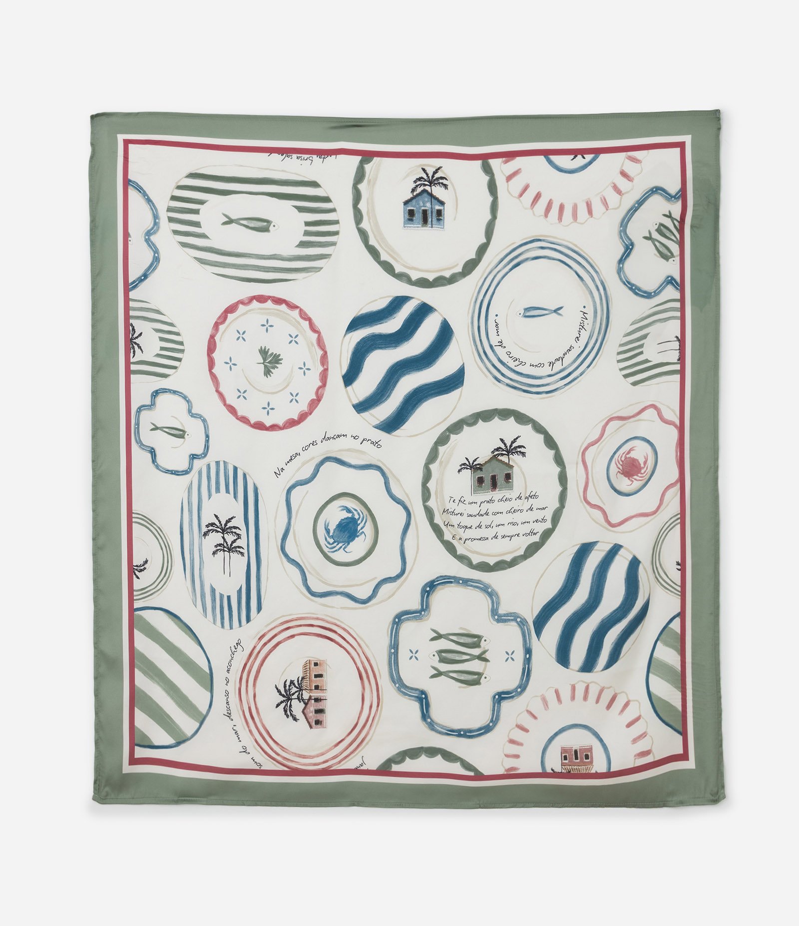 Lenço em Cetim com Estampa Tropical Brasilidades Multicores 4