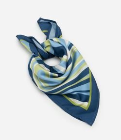 Lenço Quadrado em Cetim com Estampa de Listras