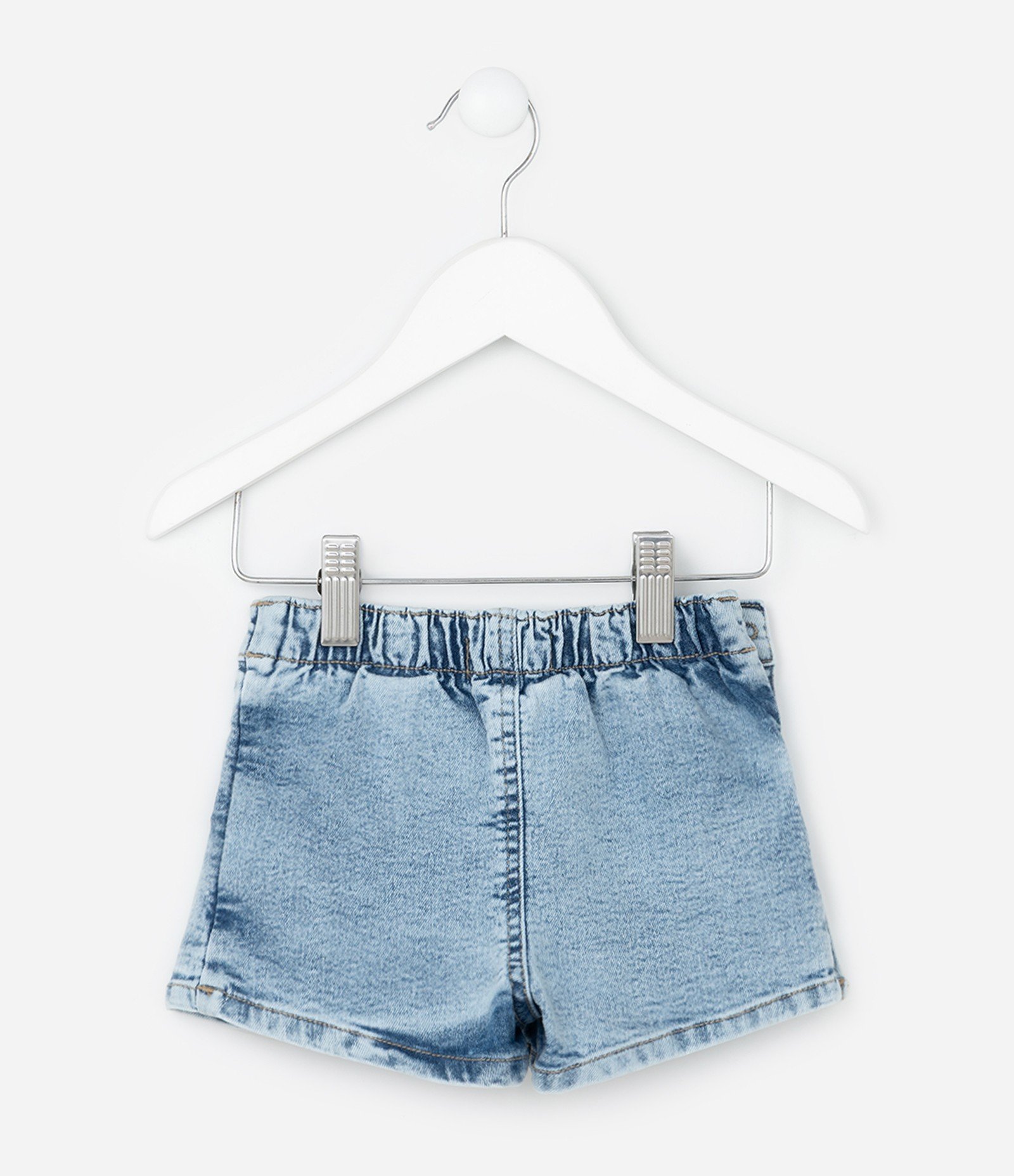 Short Saia Infantil em Jeans com Pregas - Tam 3 a 18 Meses Azul 2