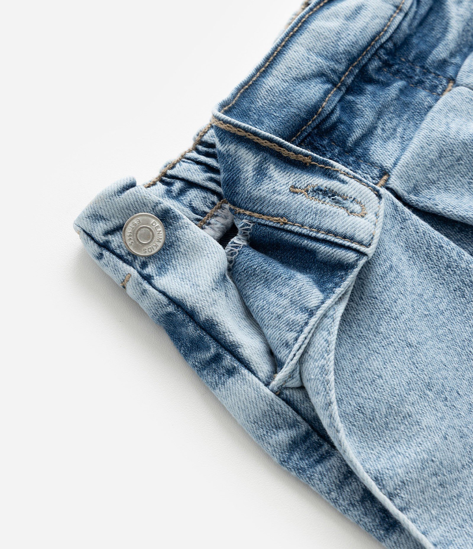 Short Saia Infantil em Jeans com Pregas - Tam 3 a 18 Meses Azul 3