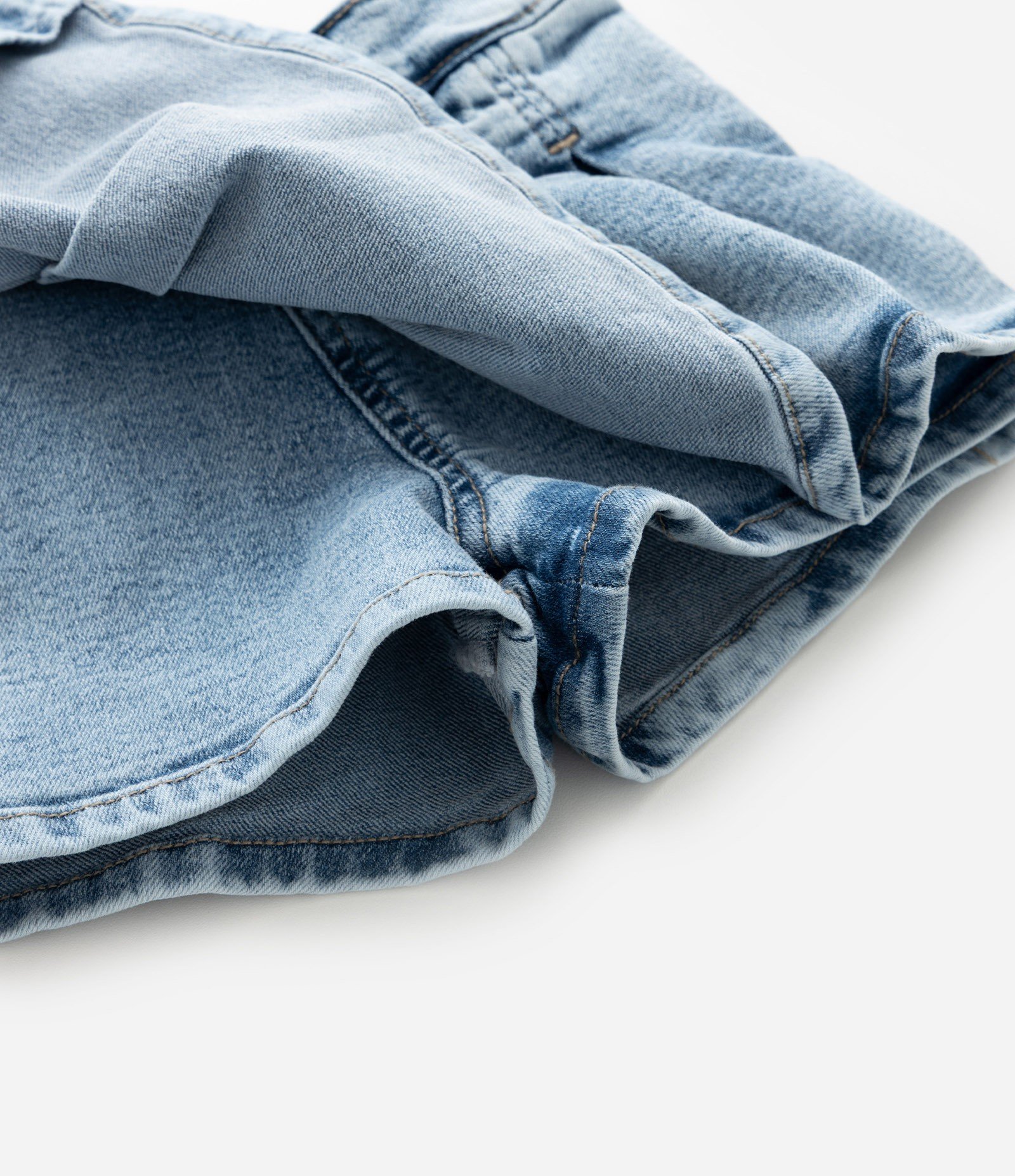 Short Saia Infantil em Jeans com Pregas - Tam 3 a 18 Meses Azul 5