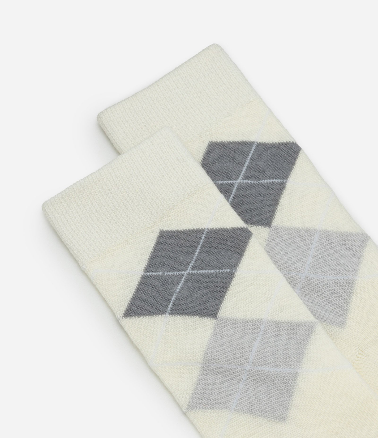 Meia Cano Alto Individual em Algodão com Estampa Geométrica Bege 4