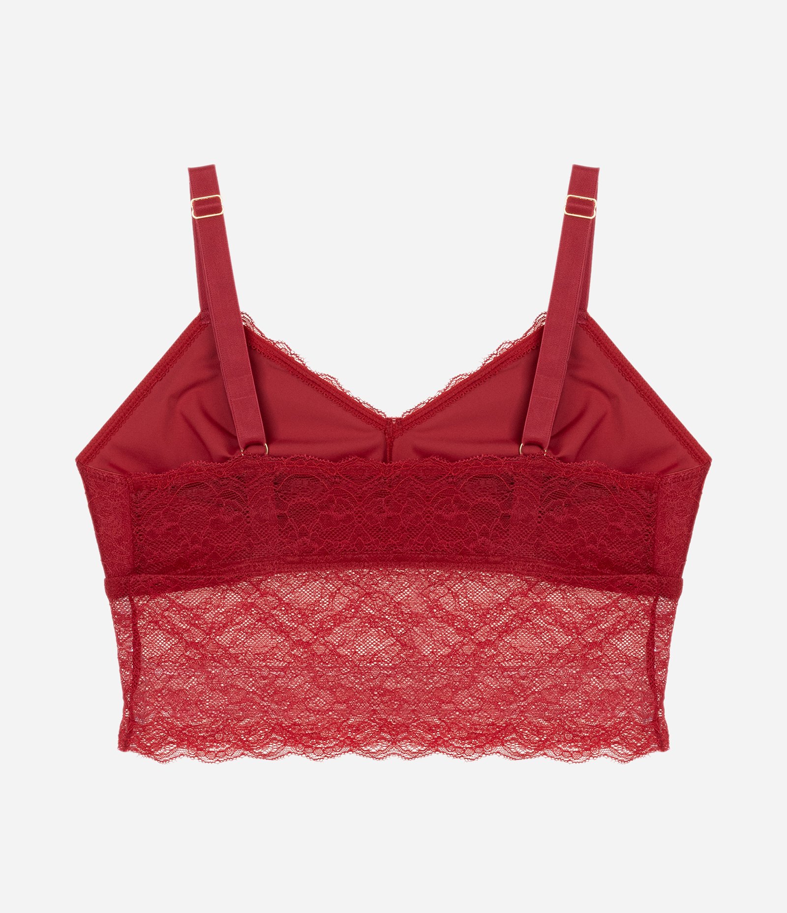 Sutiã Top Alongado em Renda Curve & Plus Size Vermelho 2