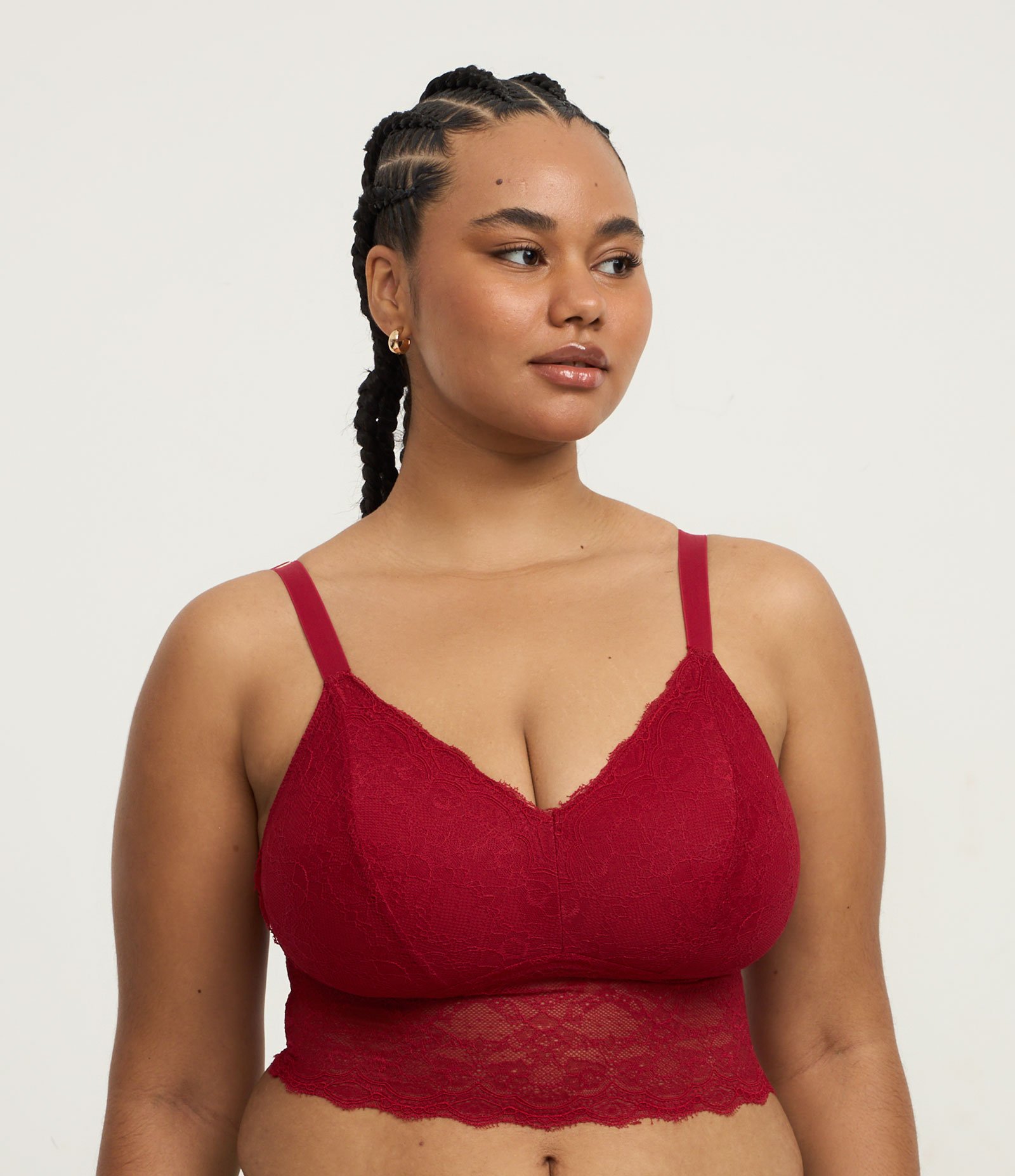 Sutiã Top Alongado em Renda Curve & Plus Size Vermelho 1