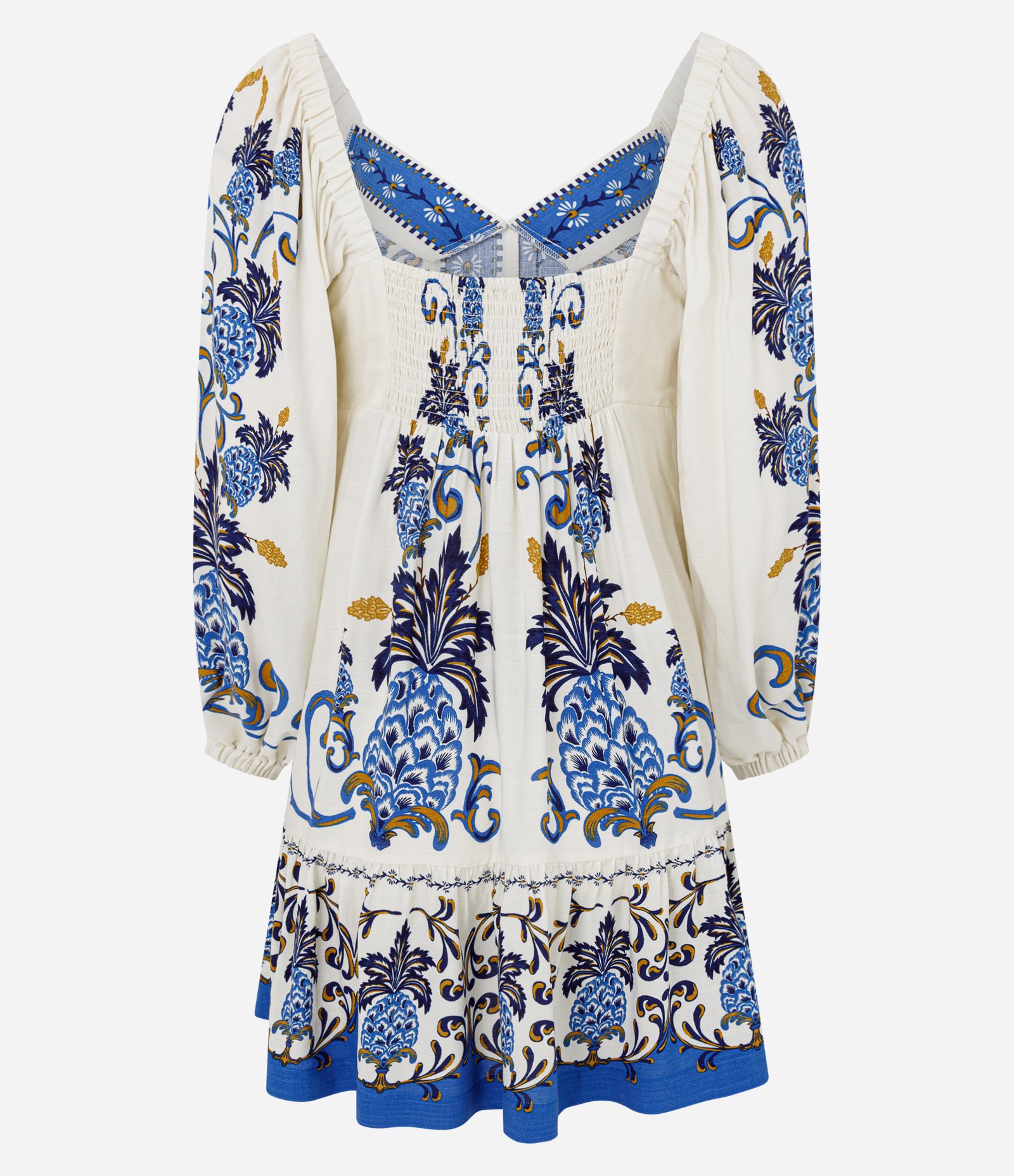 Vestido Curto Floral com Decote V Bege 2