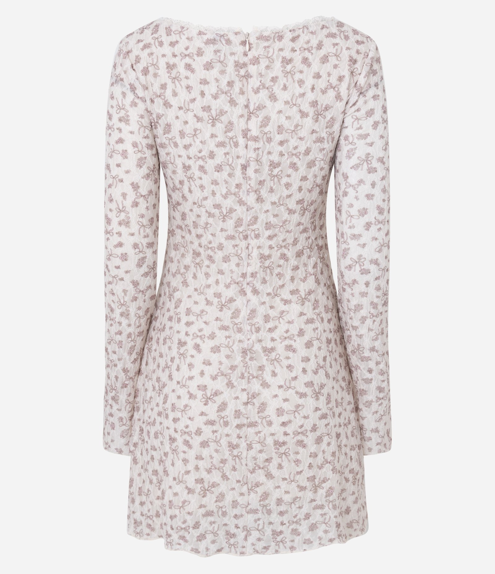 Vestido Manga Longa com Estampa Floral e Amarração Branco 3