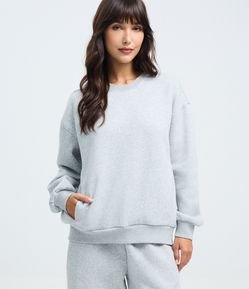 Blusão Básico Fechado em Moletom com Felpa