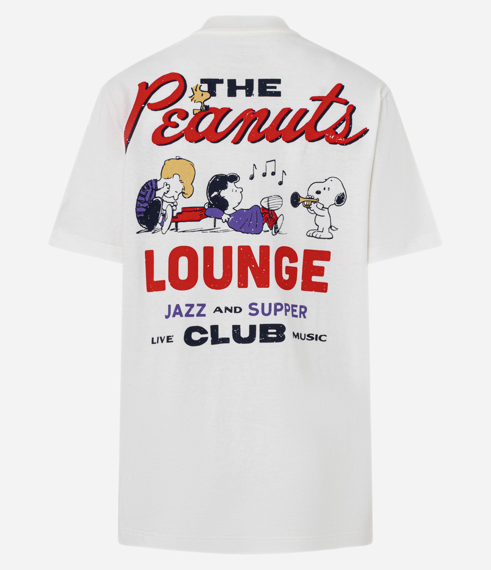 Camiseta em Algodão com Estampa de Jazz do Snoopy Branco 6
