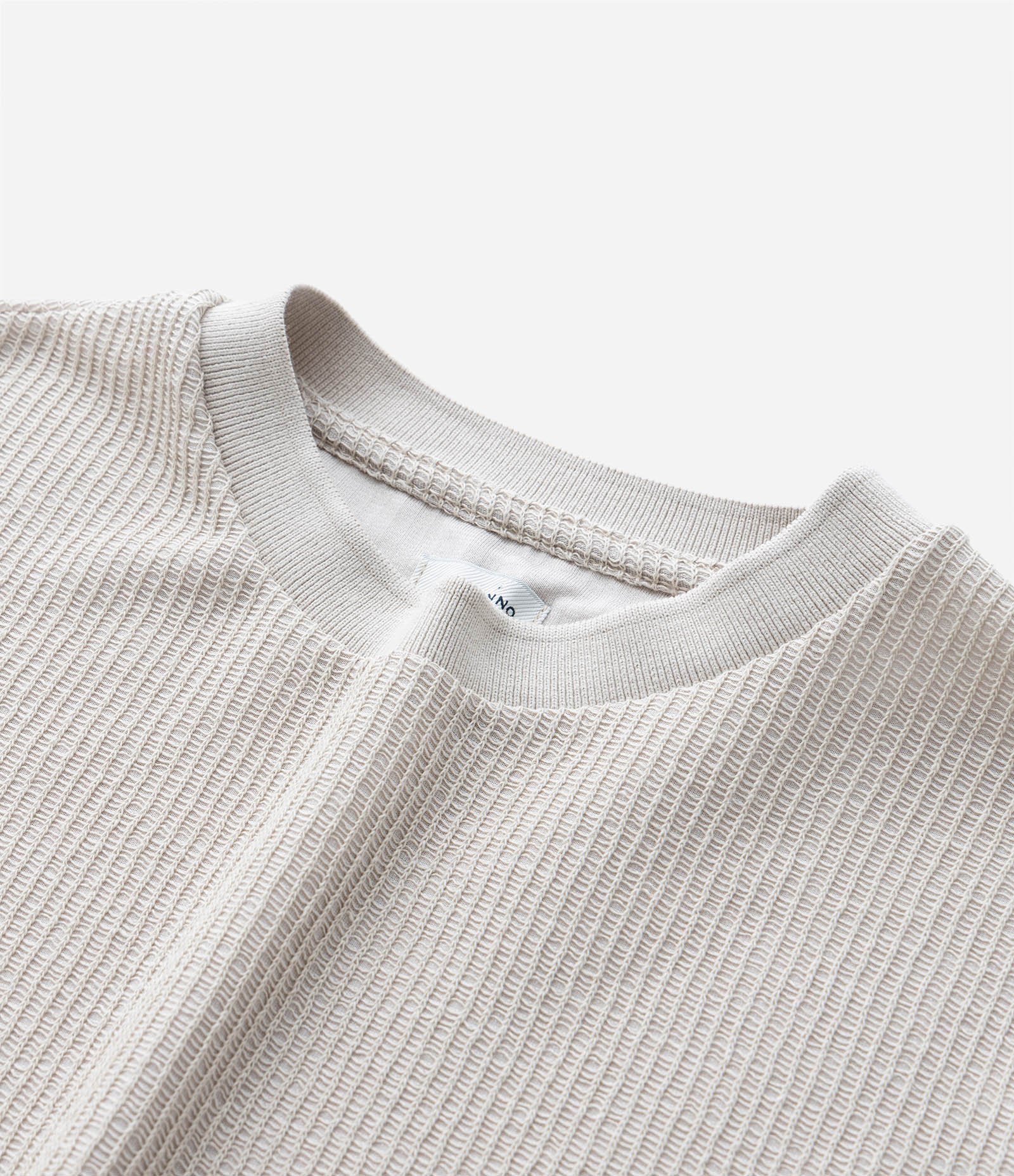 Camiseta T-shirt em Algodão Canelada Bege 7