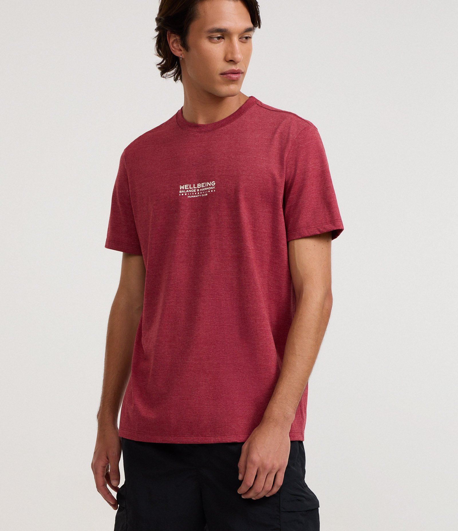 Camiseta Comfort em Algodão com Estampa Lettering Bordô 1