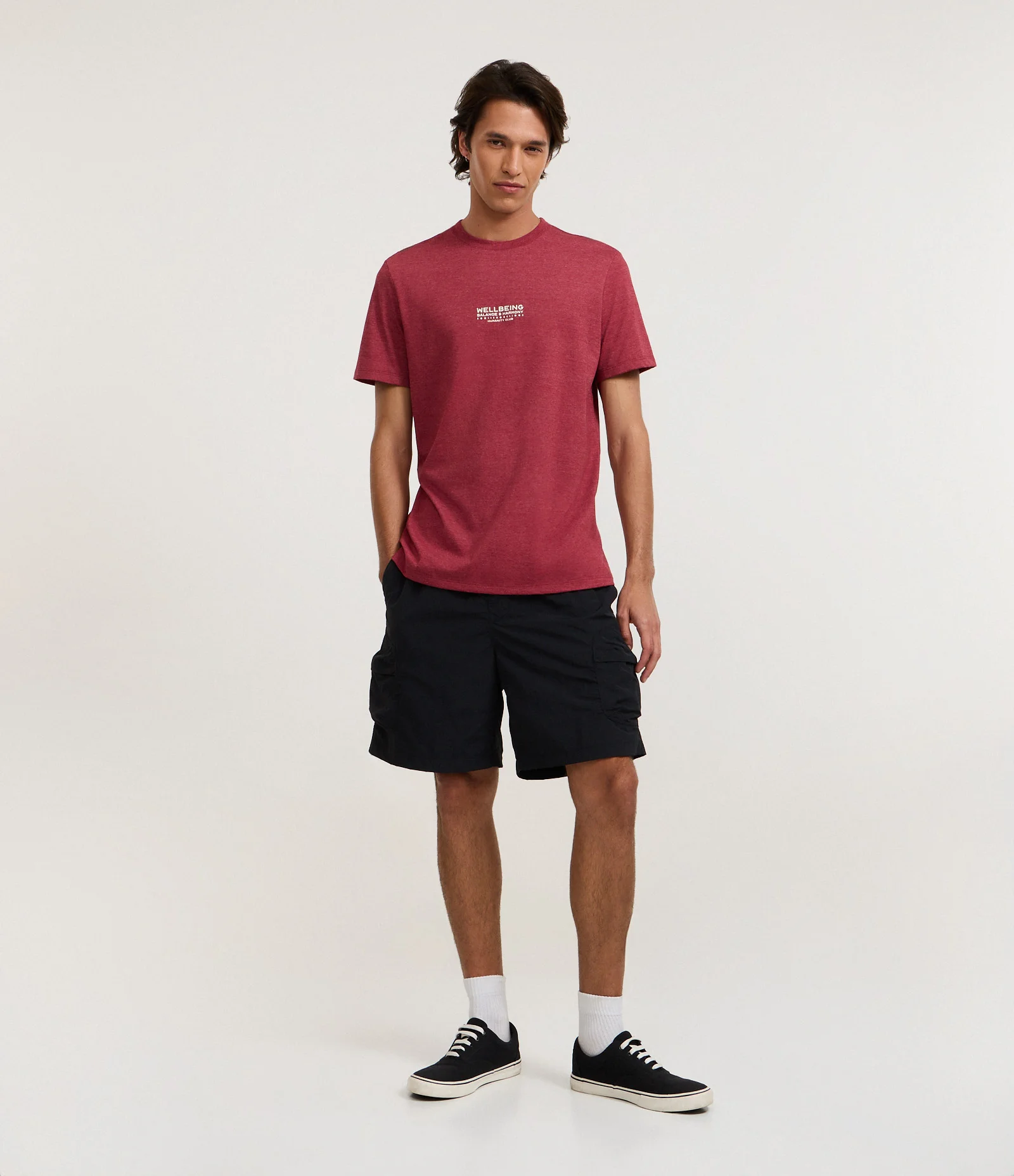 Camiseta Comfort em Algodão com Estampa Lettering Bordô 2