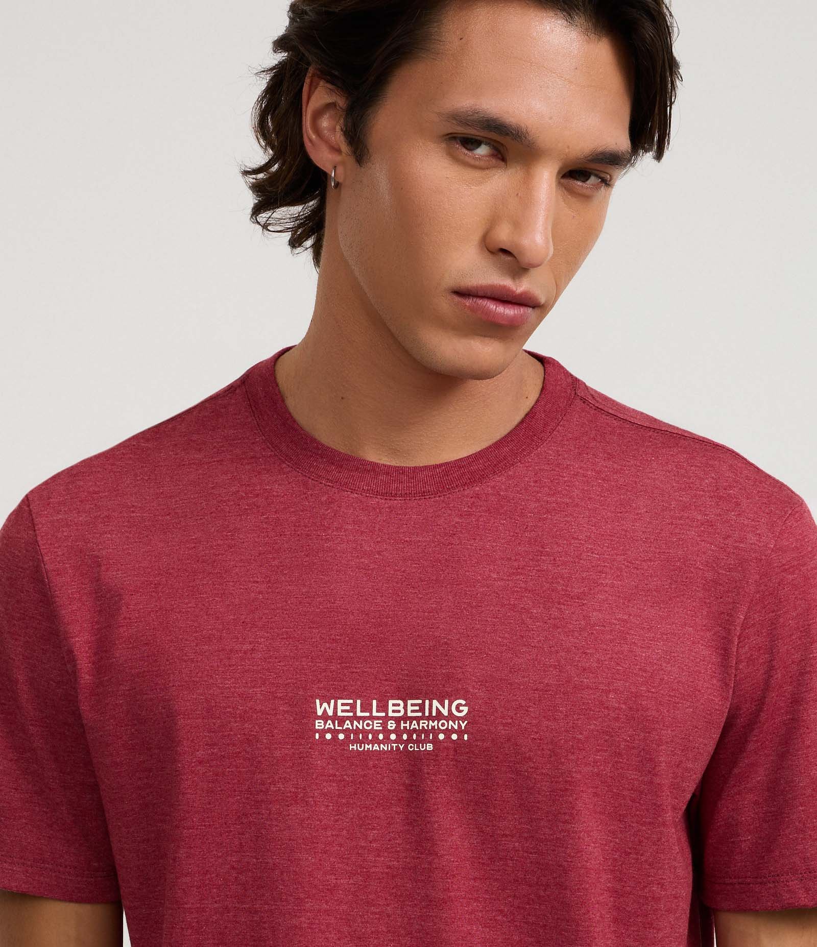 Camiseta Comfort em Algodão com Estampa Lettering Bordô 3