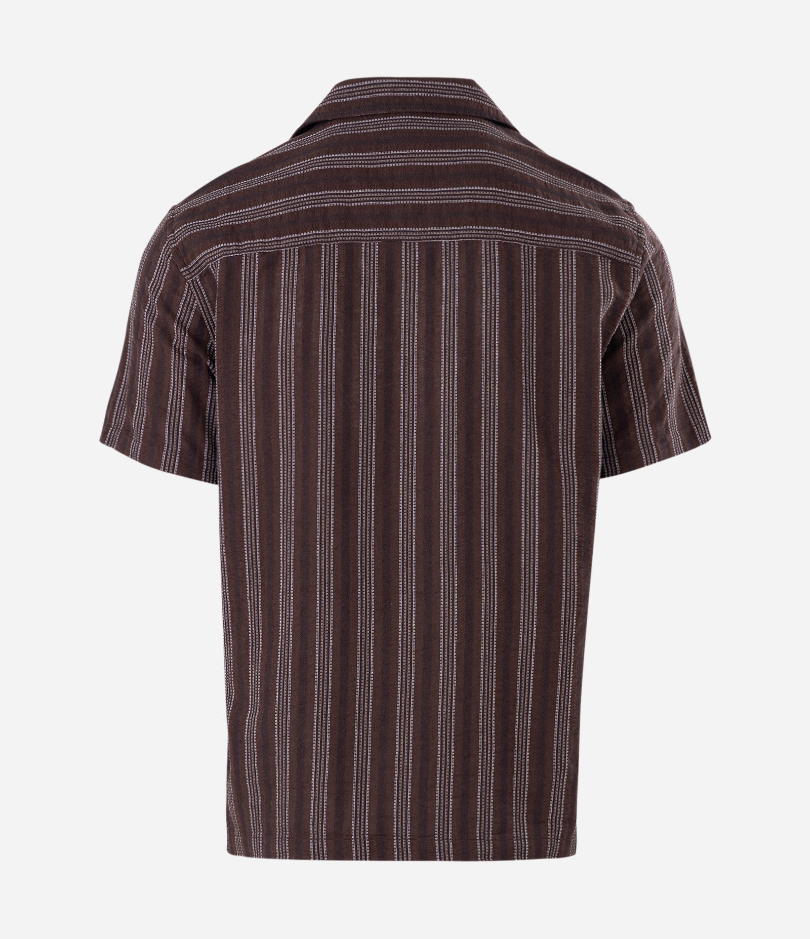 Camisa Manga Curta Jacquard com Listra e Textura Marrom 6