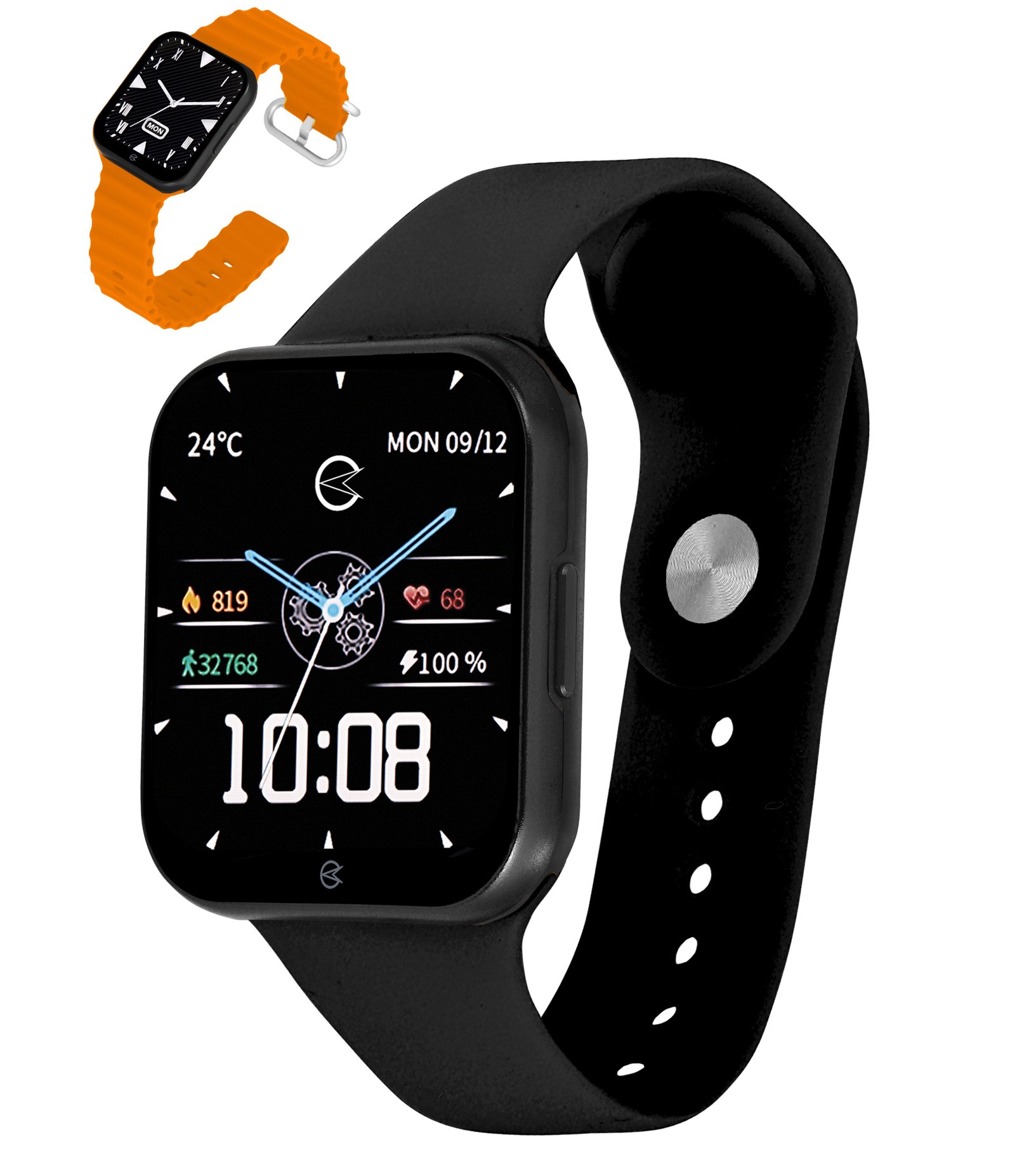 Relógio Smartwatch Silicone e Metal Preto e Laranja Champion Preto 1