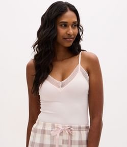 Blusa de Pijama Seamless com Rendinha