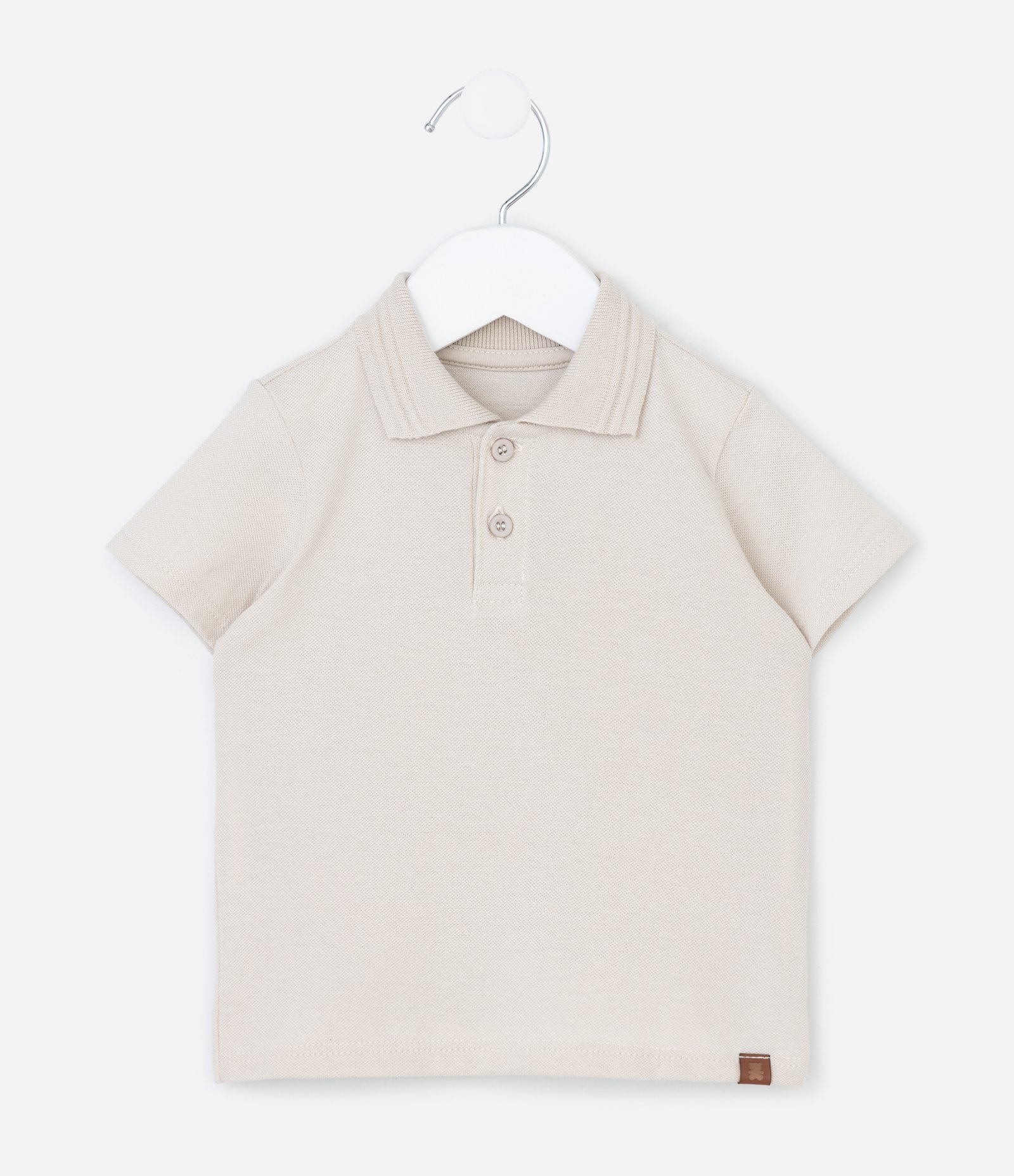 Camiseta Polo Infantil em Piquet Texturizado - Tam RN a 18 Meses Bege 1